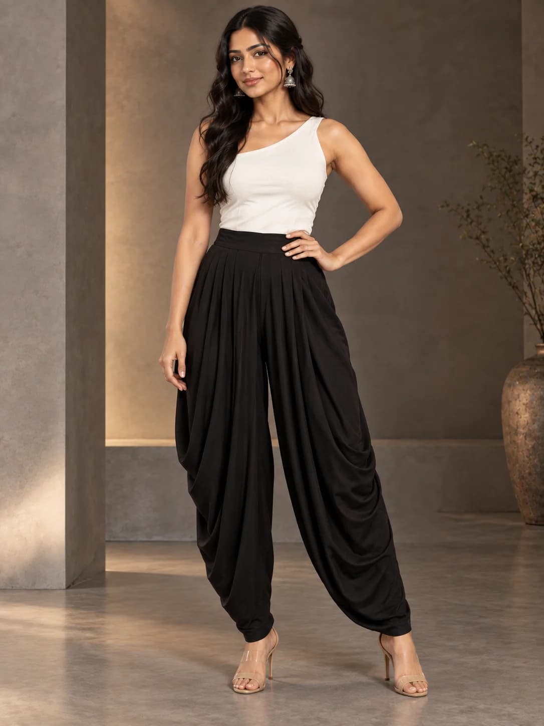 Black Rayon Dhoti Pants product image — Black — image 1