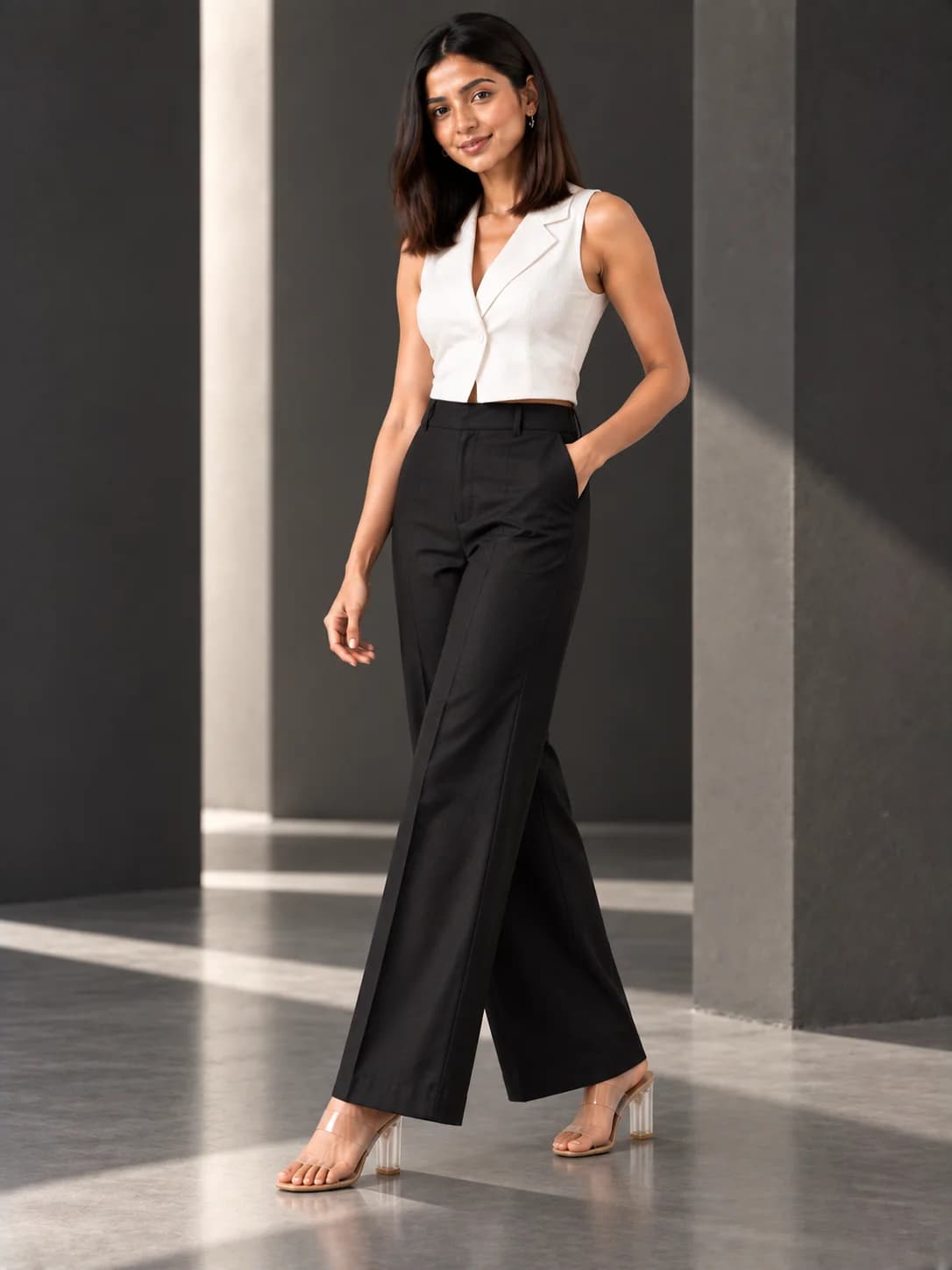 Black Straight-Cut Palazzos product image — Black thumbnail 2
