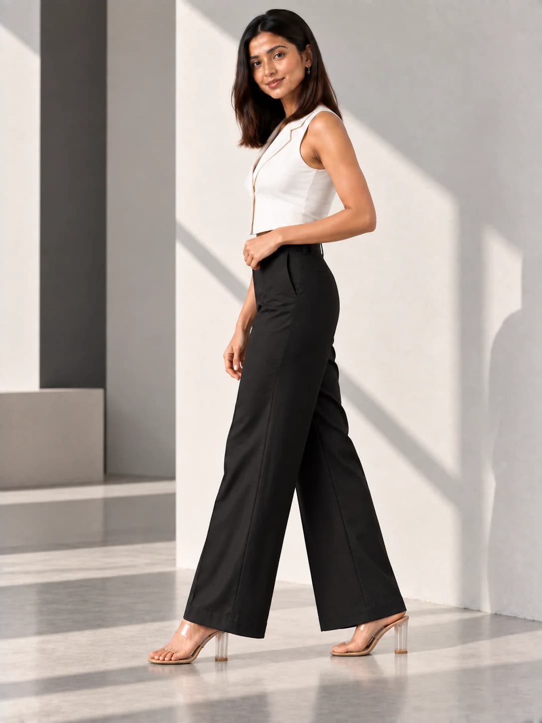 Black Straight-Cut Palazzos product image — Black thumbnail 4