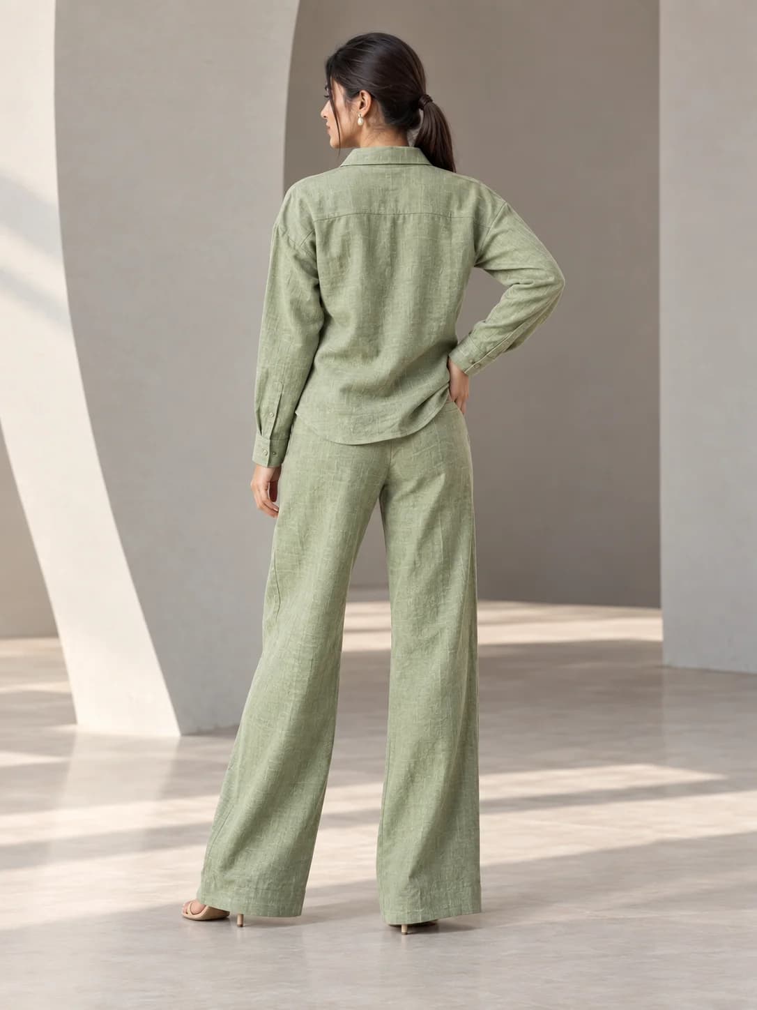 Sage Linen Shirt & Wide-Leg Set product image — Sage thumbnail 4