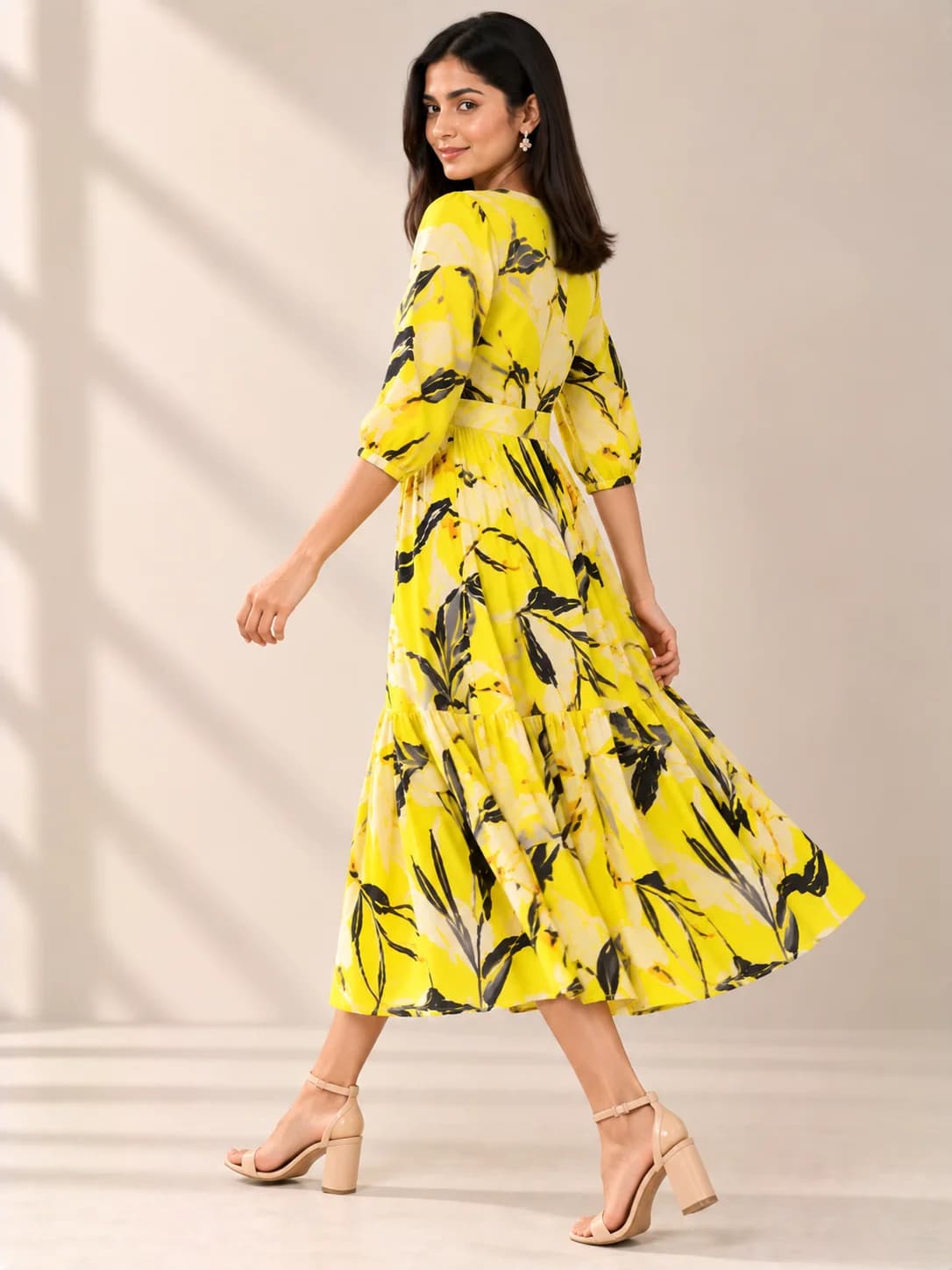 Neon Yellow Abstract Printed Mini Dress product image — Neon Yellow thumbnail 3