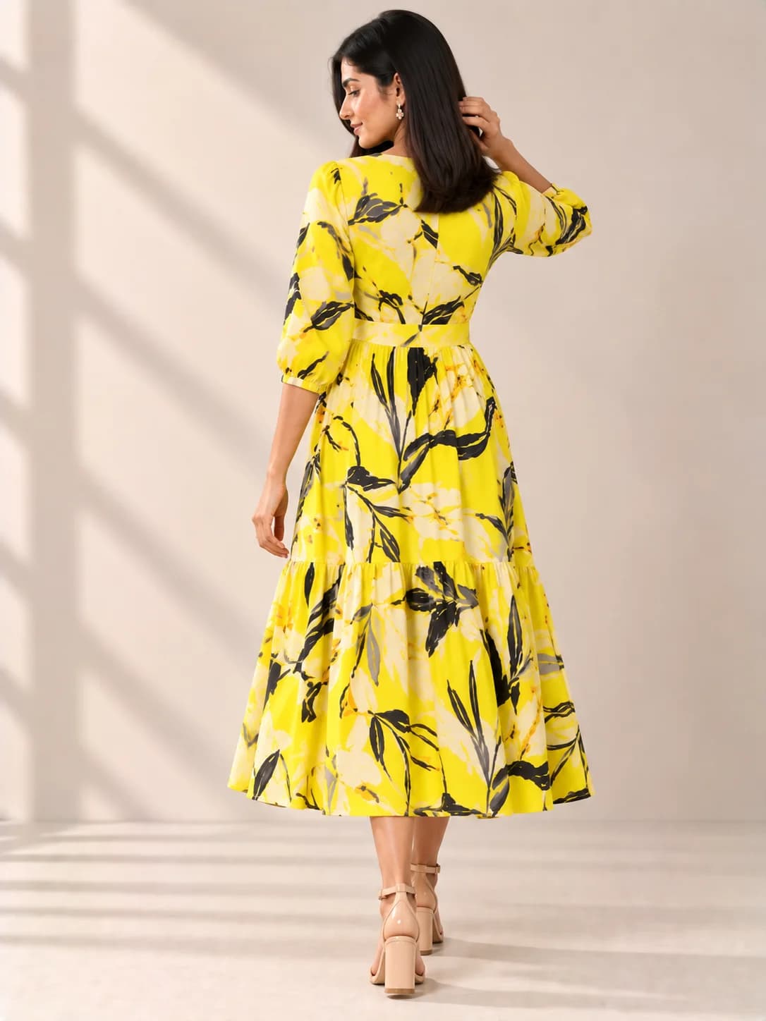 Neon Yellow Abstract Printed Mini Dress product image — Neon Yellow thumbnail 4