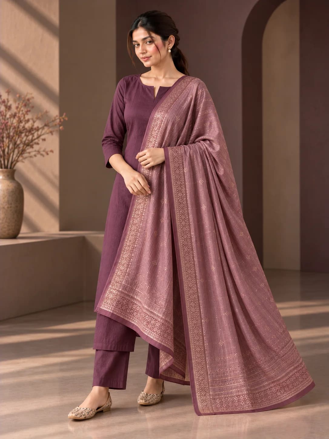 Soft Plum Viscose Occasion Dupatta product image — Soft Plum — image 1