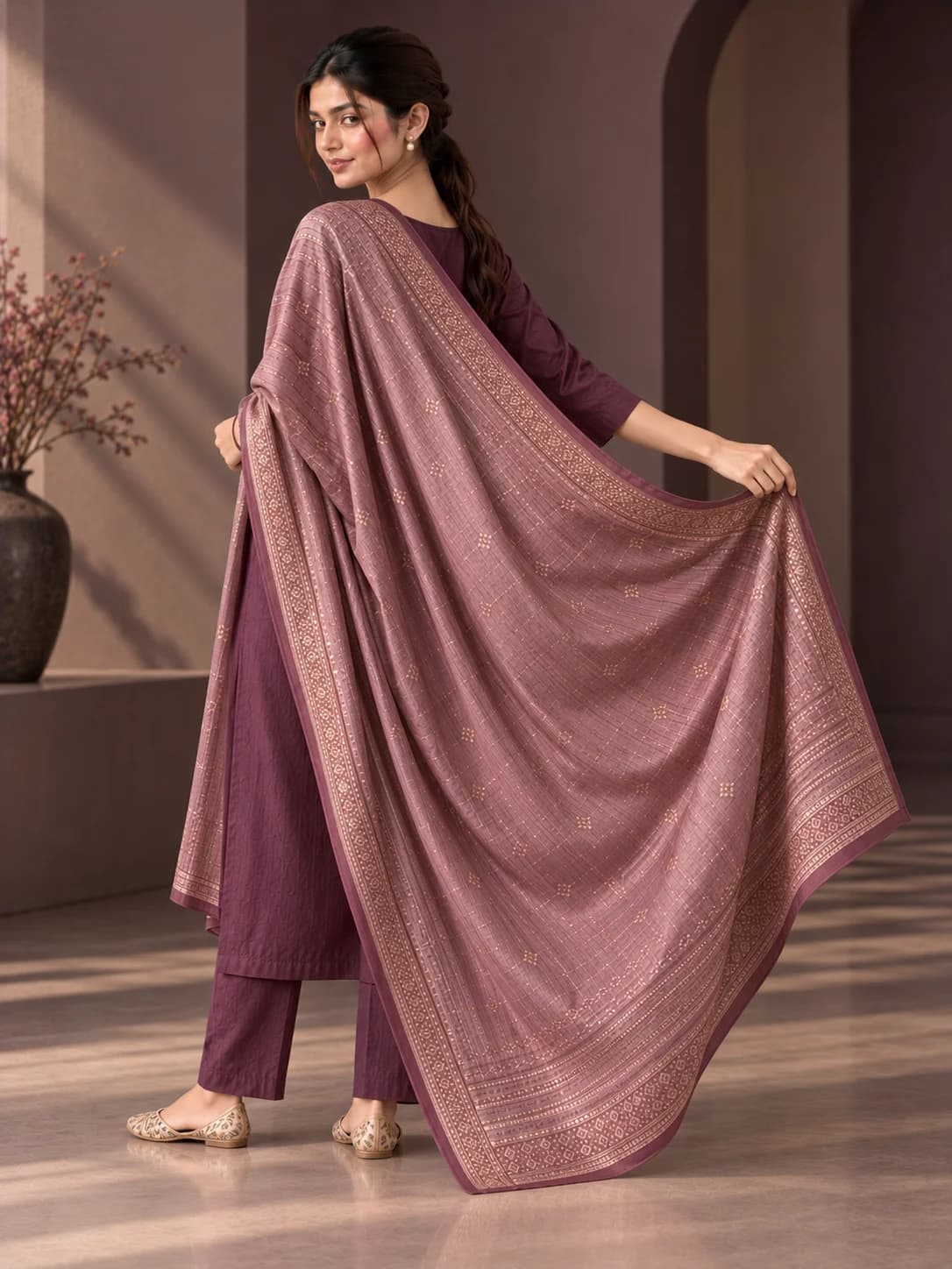 Soft Plum Viscose Occasion Dupatta product image — Soft Plum thumbnail 2