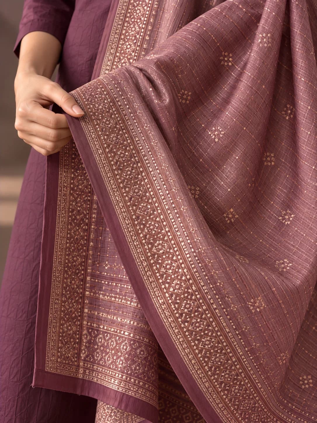 Soft Plum Viscose Occasion Dupatta product image — Soft Plum thumbnail 3