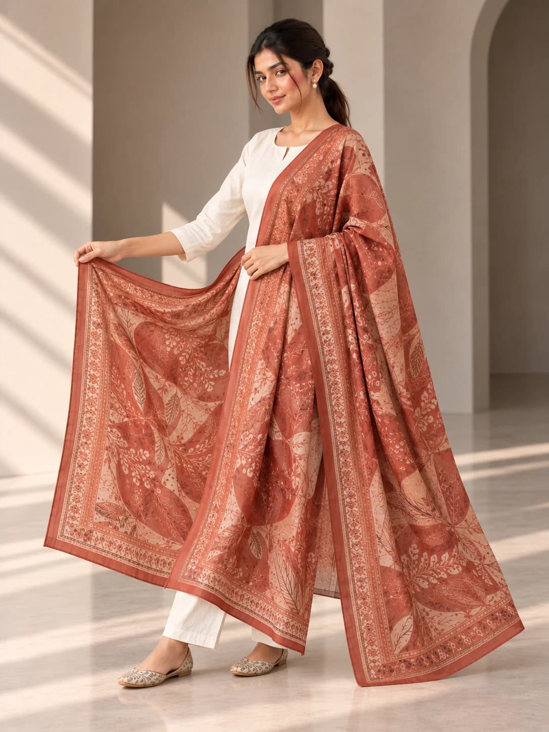 Terracotta Viscose Printed Dupatta product image — Terracotta thumbnail 2