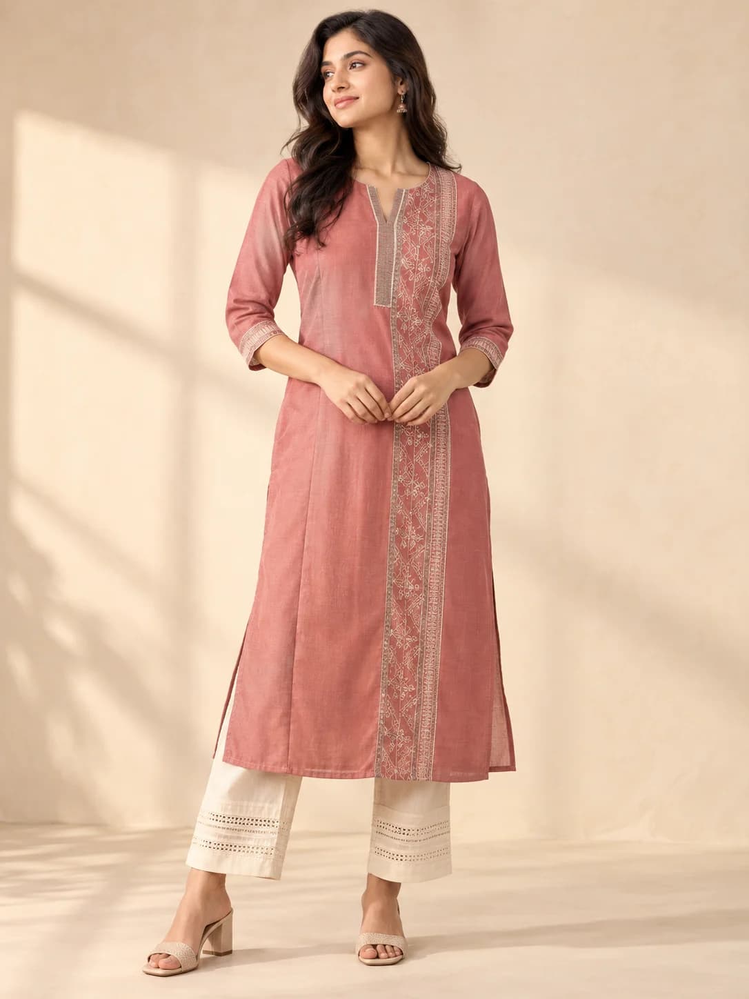 Earth Rose Cotton Blend Straight Kurta product image — Earth Rose — image 1