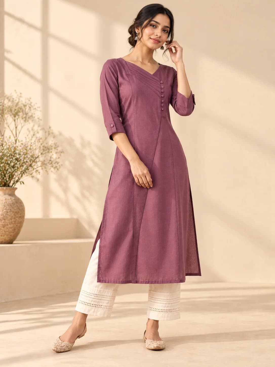 Soft Plum Viscose Blend Everyday Kurta product image — Soft Plum — image 1