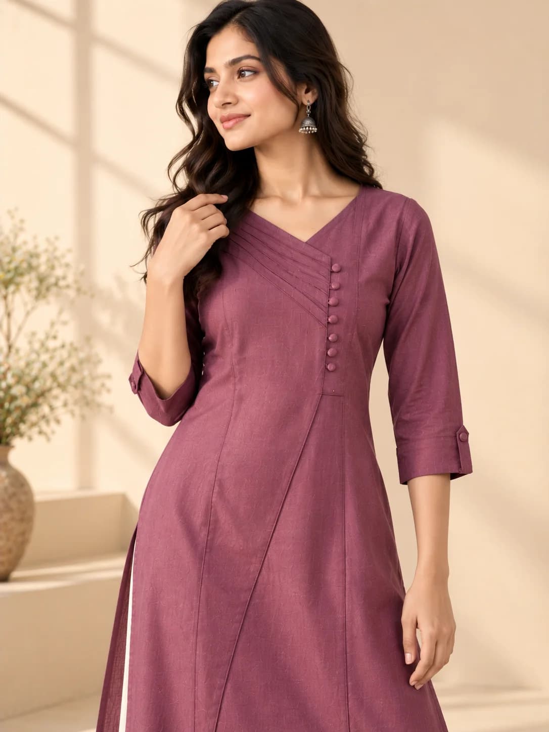 Soft Plum Viscose Blend Everyday Kurta product image — Soft Plum thumbnail 2