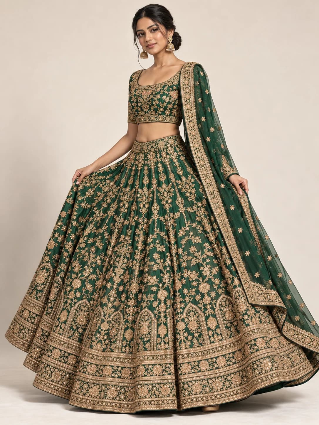 Emerald Zardozi Bridal Lehenga product image — Emerald thumbnail 2