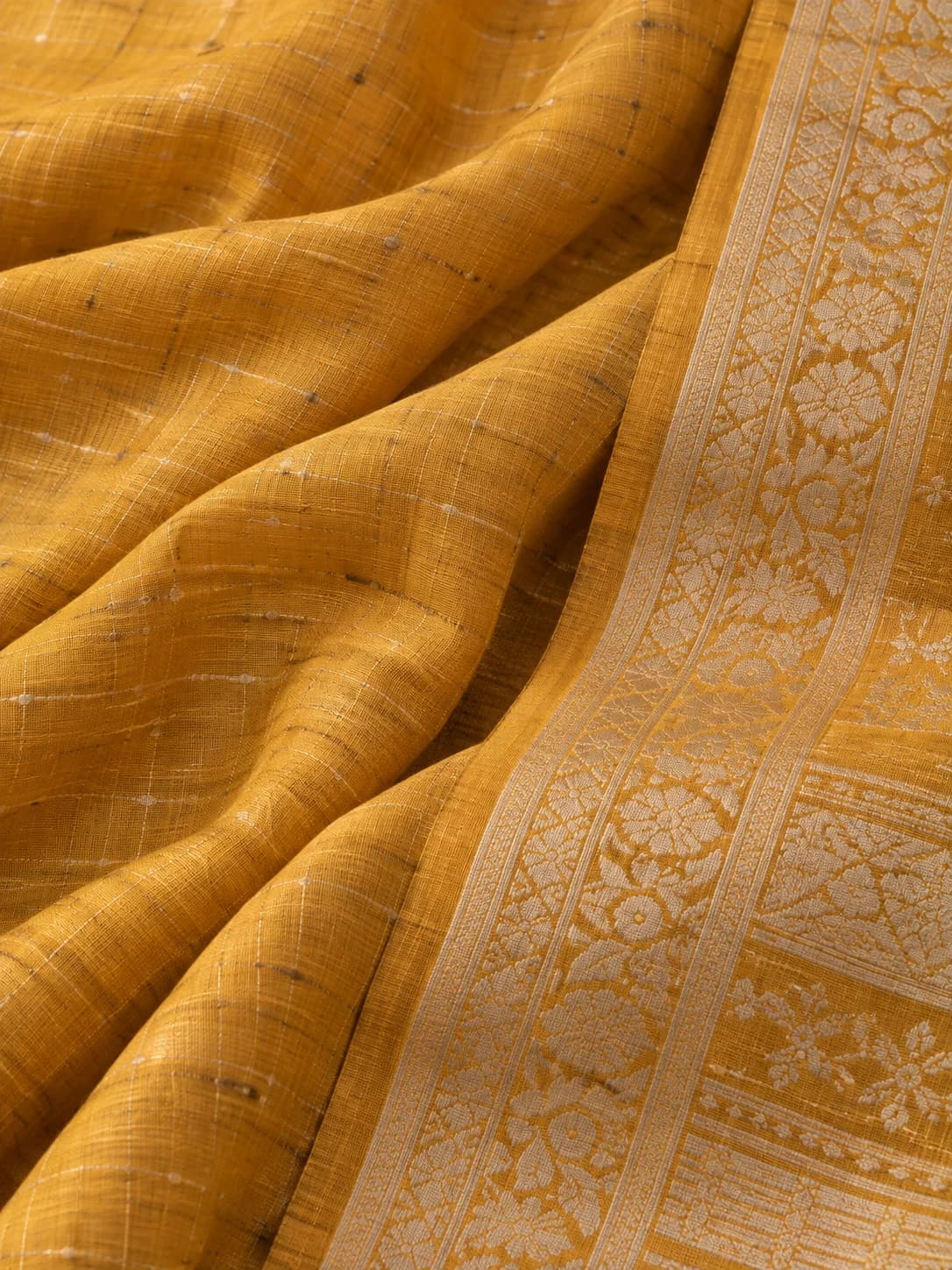 Mustard Tussar Silk Saree product image — Mustard thumbnail 5