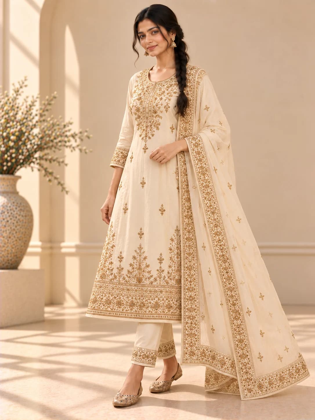 Ivory Zardozi Embroidered Suit Set product image — Ivory thumbnail 2