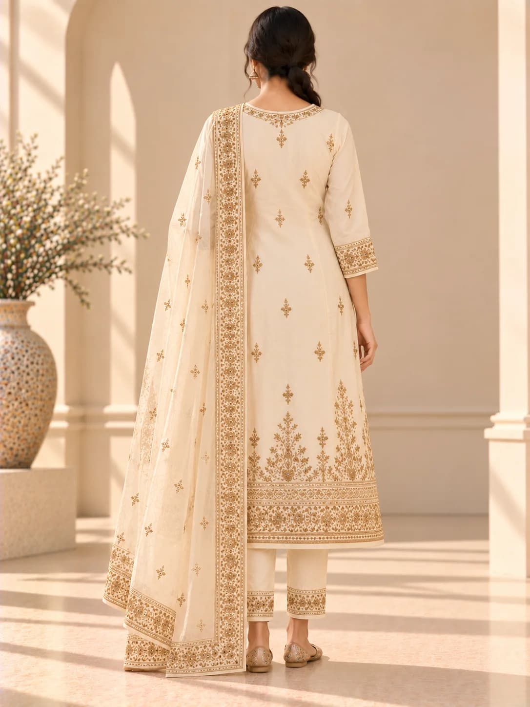 Ivory Zardozi Embroidered Suit Set product image — Ivory thumbnail 4