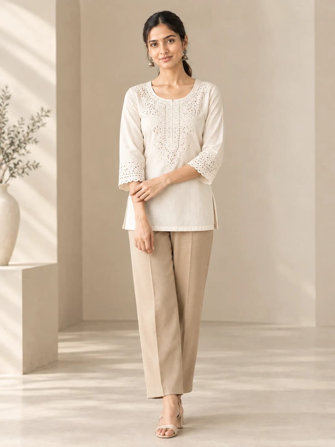 Ivory Schiffli Embroidered Top product image — Ivory — image 1