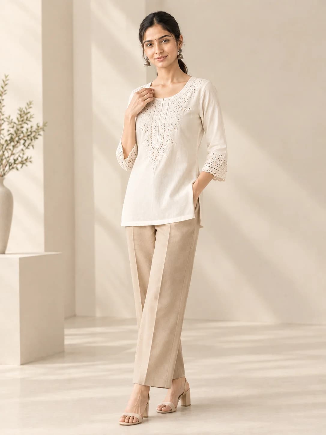 Ivory Schiffli Embroidered Top product image — Ivory thumbnail 2
