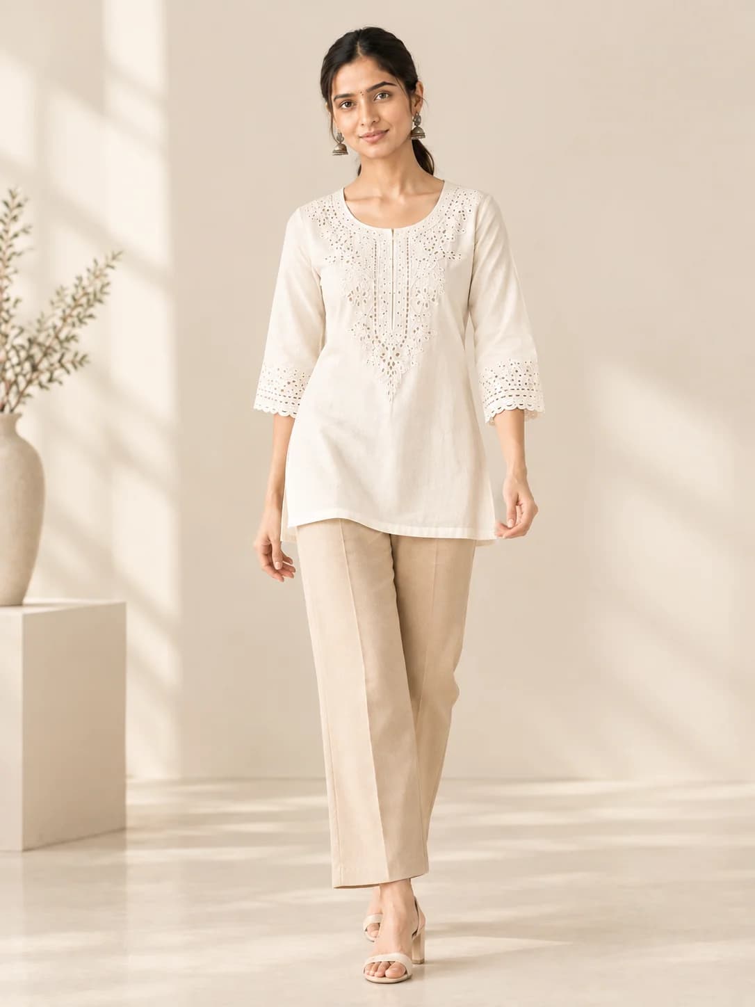 Ivory Schiffli Embroidered Top product image — Ivory thumbnail 3