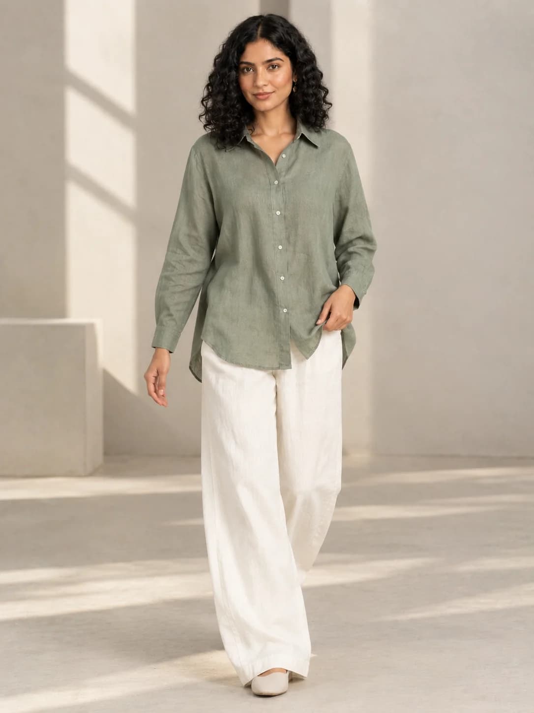 Sage Linen Oversized Shirt product image — Sage thumbnail 2