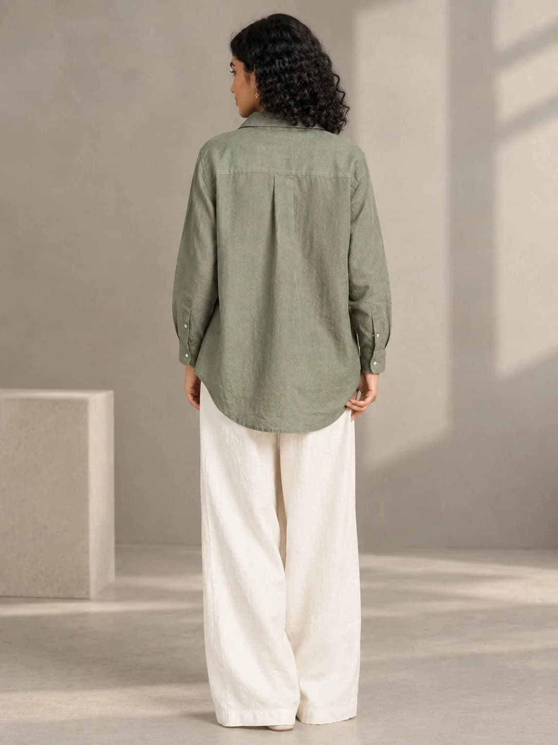 Sage Linen Oversized Shirt product image — Sage thumbnail 4