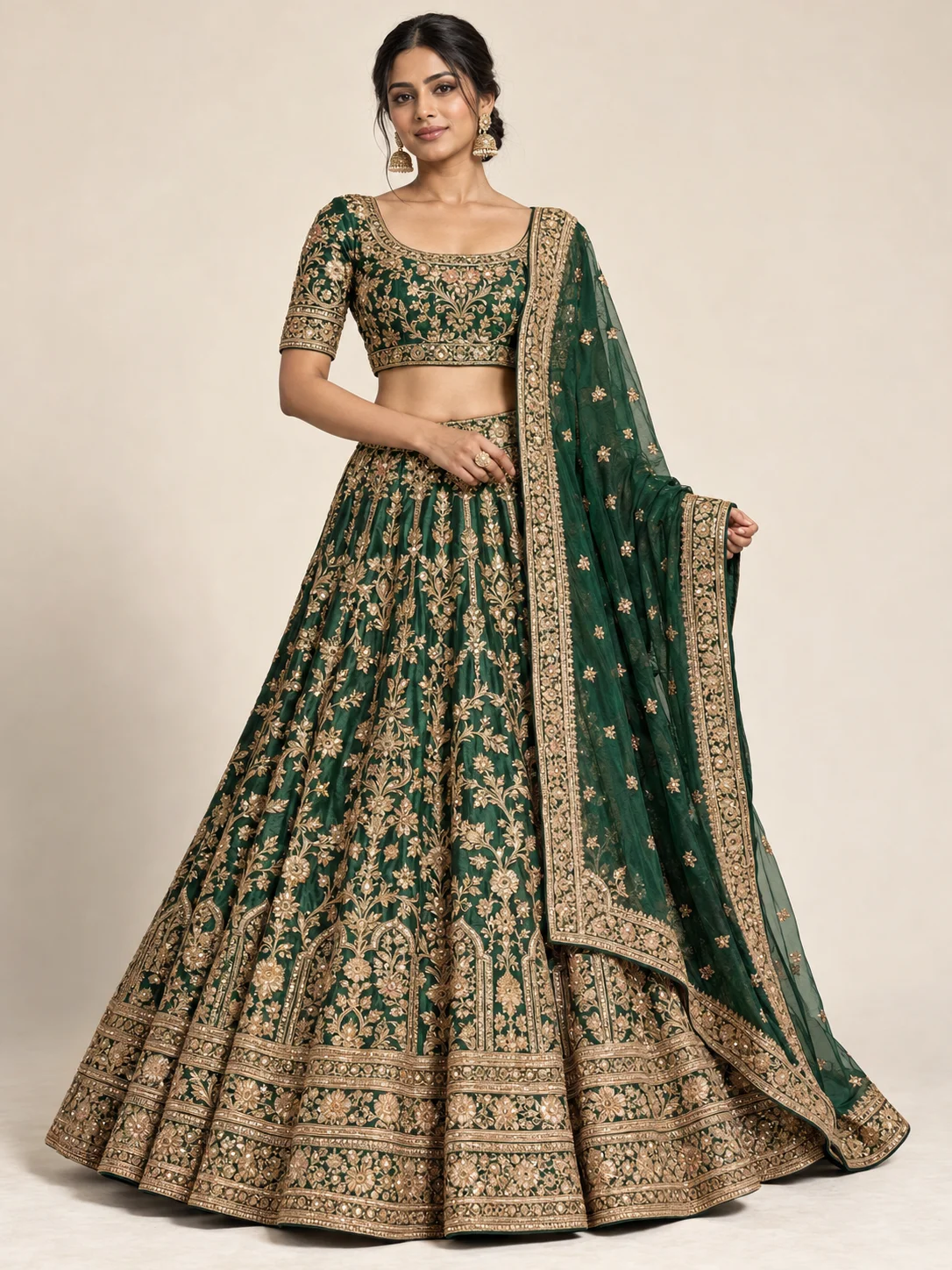 Emerald Zardozi Bridal Lehenga