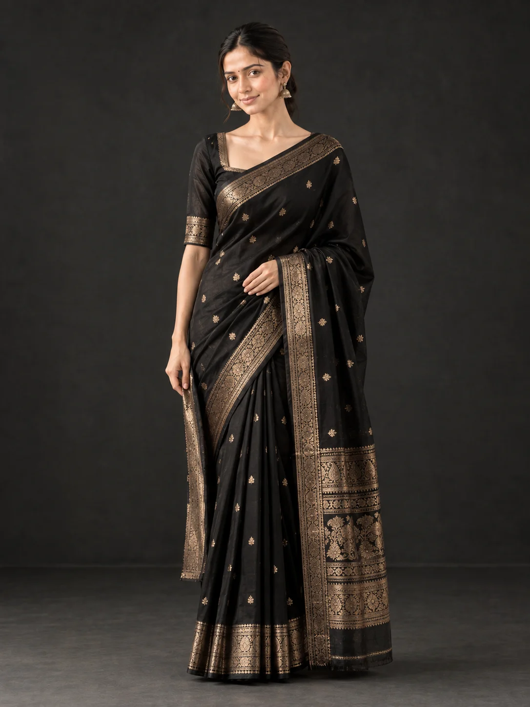 Black Kanjivaram Silk Saree