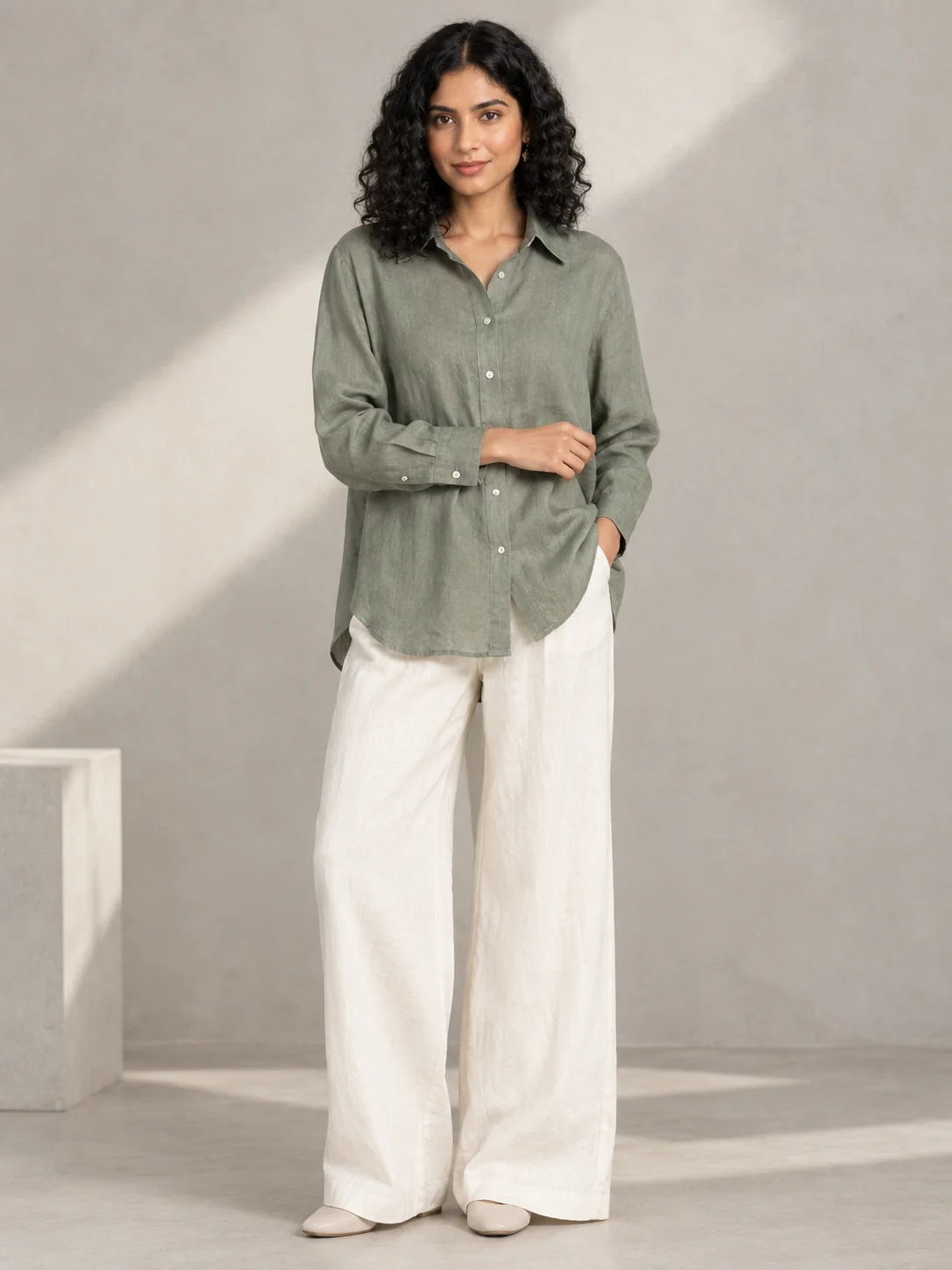 Sage Linen Oversized Shirt